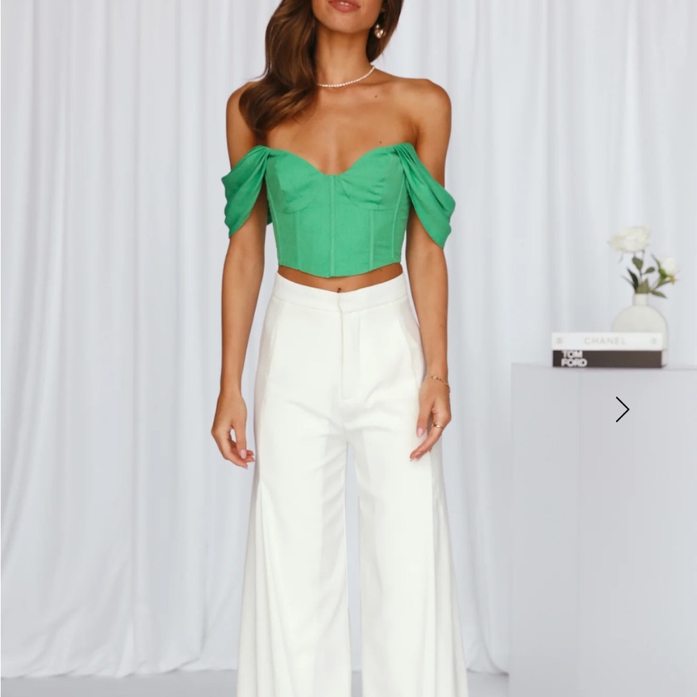 Hello Molly Green Print Crop Top